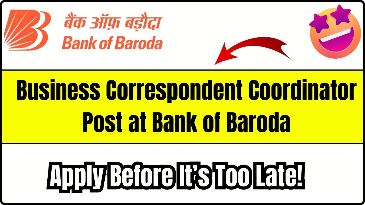 Business Correspondent Coordinator Post at Bank of Baroda: Apply Before It’s Too Late!